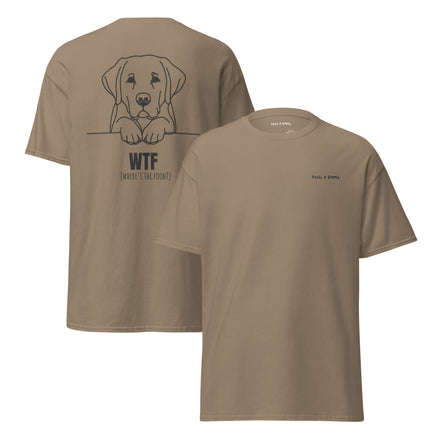 T-Shirt mit Labrador Line-Art und WTF Where's The Food Print - Paul Emma Hunde-Shirt