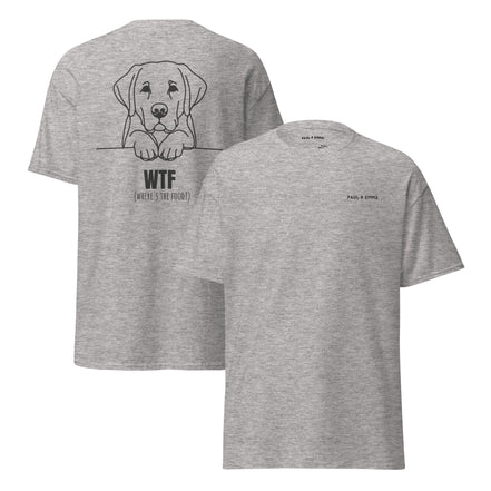 T-Shirt mit Labrador Line-Art und WTF Where's The Food Print - Paul Emma Hunde-Shirt