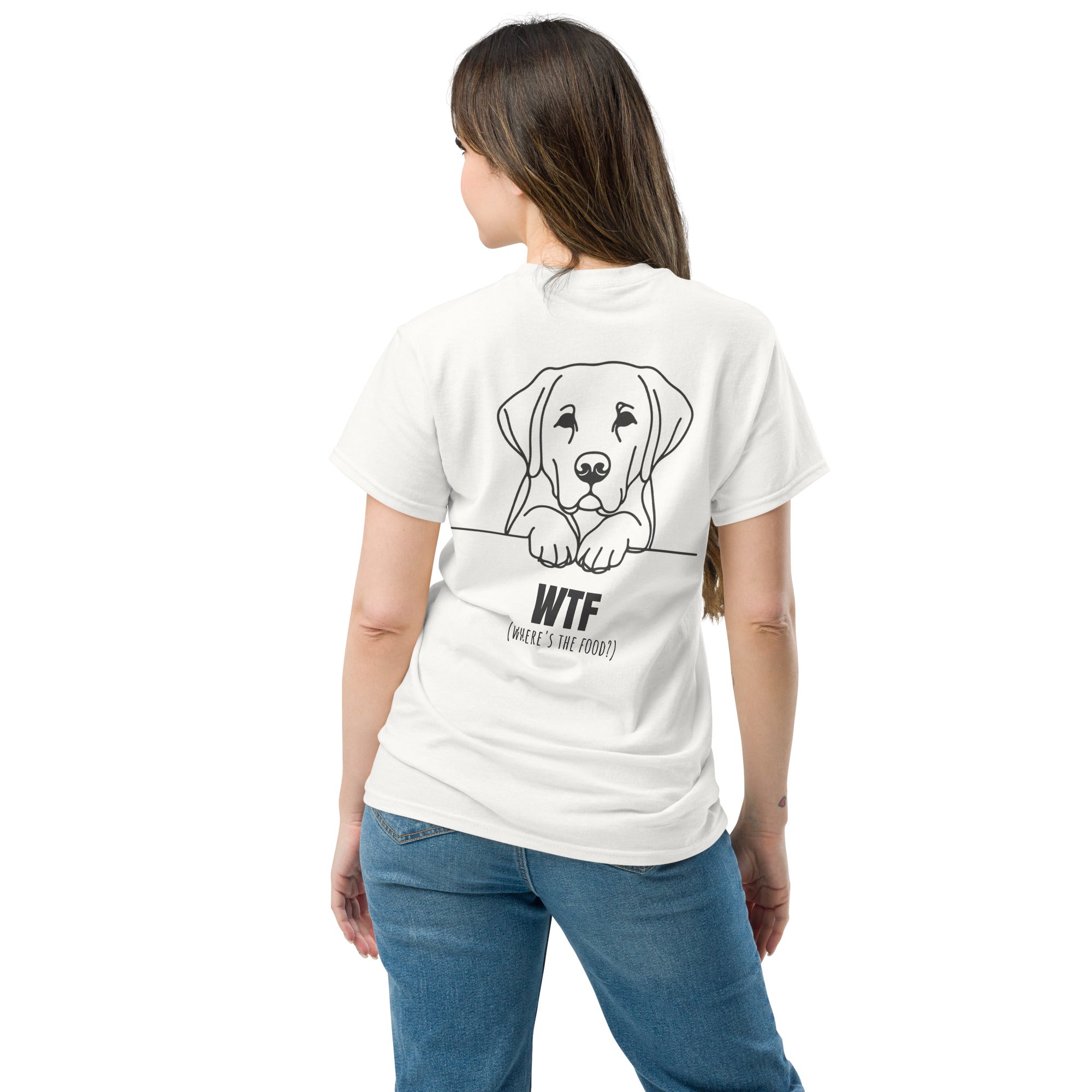 T-Shirt mit Labrador Line-Art und WTF Where's The Food Print - Paul Emma Hunde-Shirt