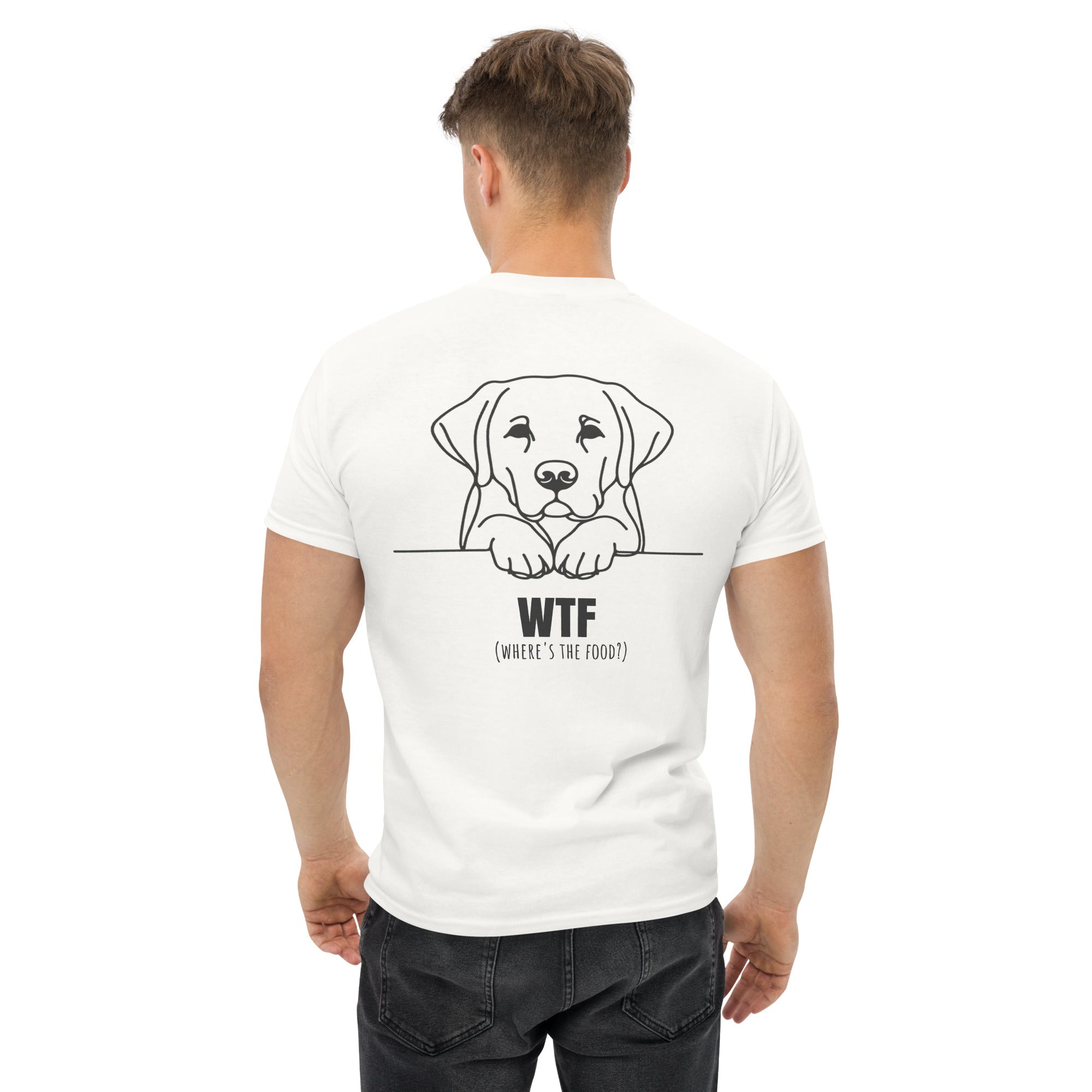 T-Shirt mit Labrador Line-Art und WTF Where's The Food Print - Paul Emma Hunde-Shirt