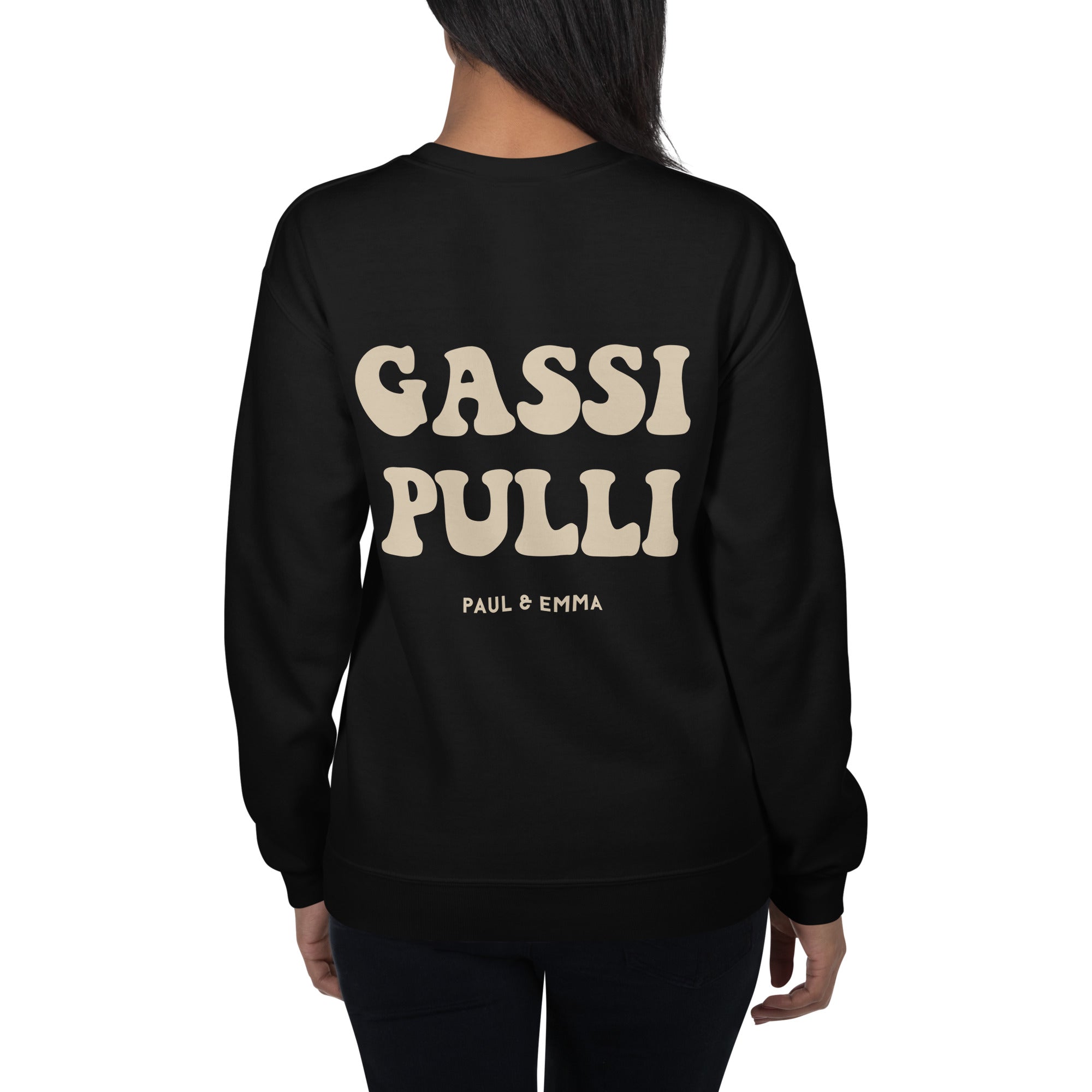  Sweatshirt mit GASSI PULLI Statement Back-Print in Beige - Paul & Emma