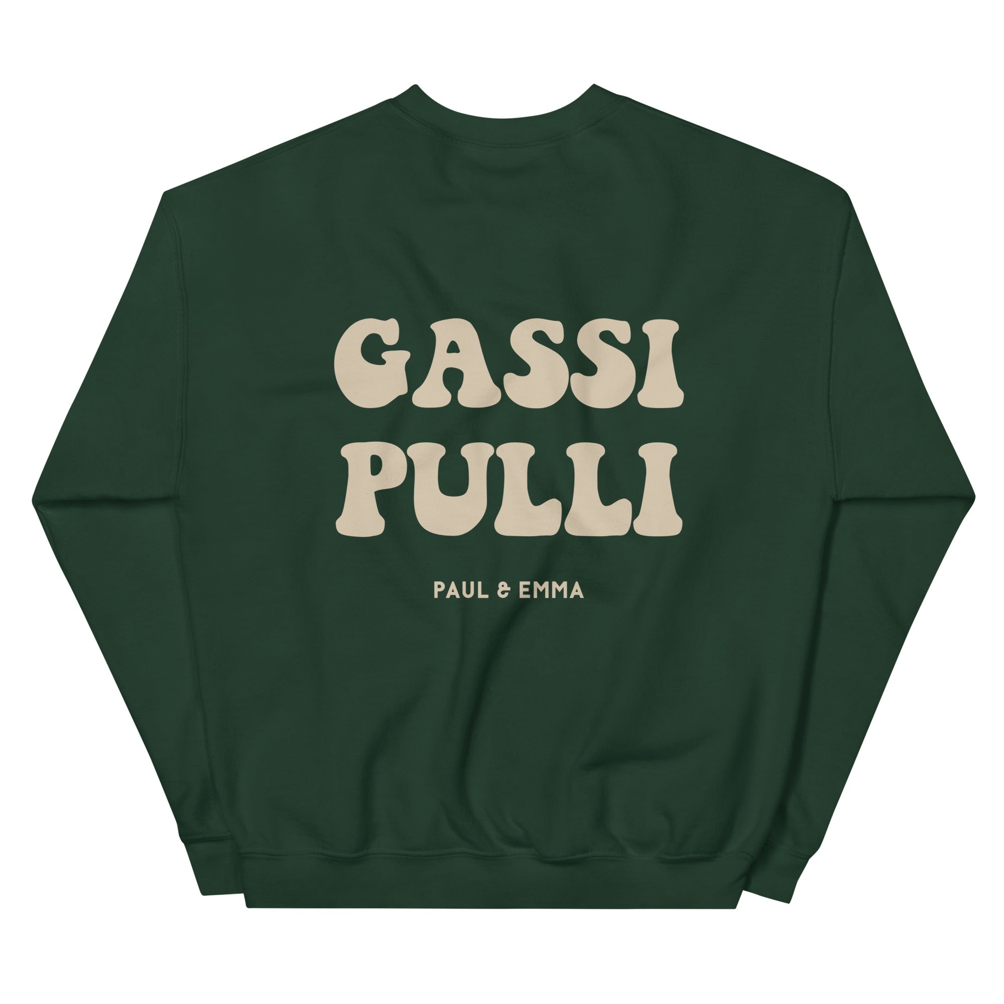  Sweatshirt mit GASSI PULLI Statement Back-Print in Beige - Paul & Emma