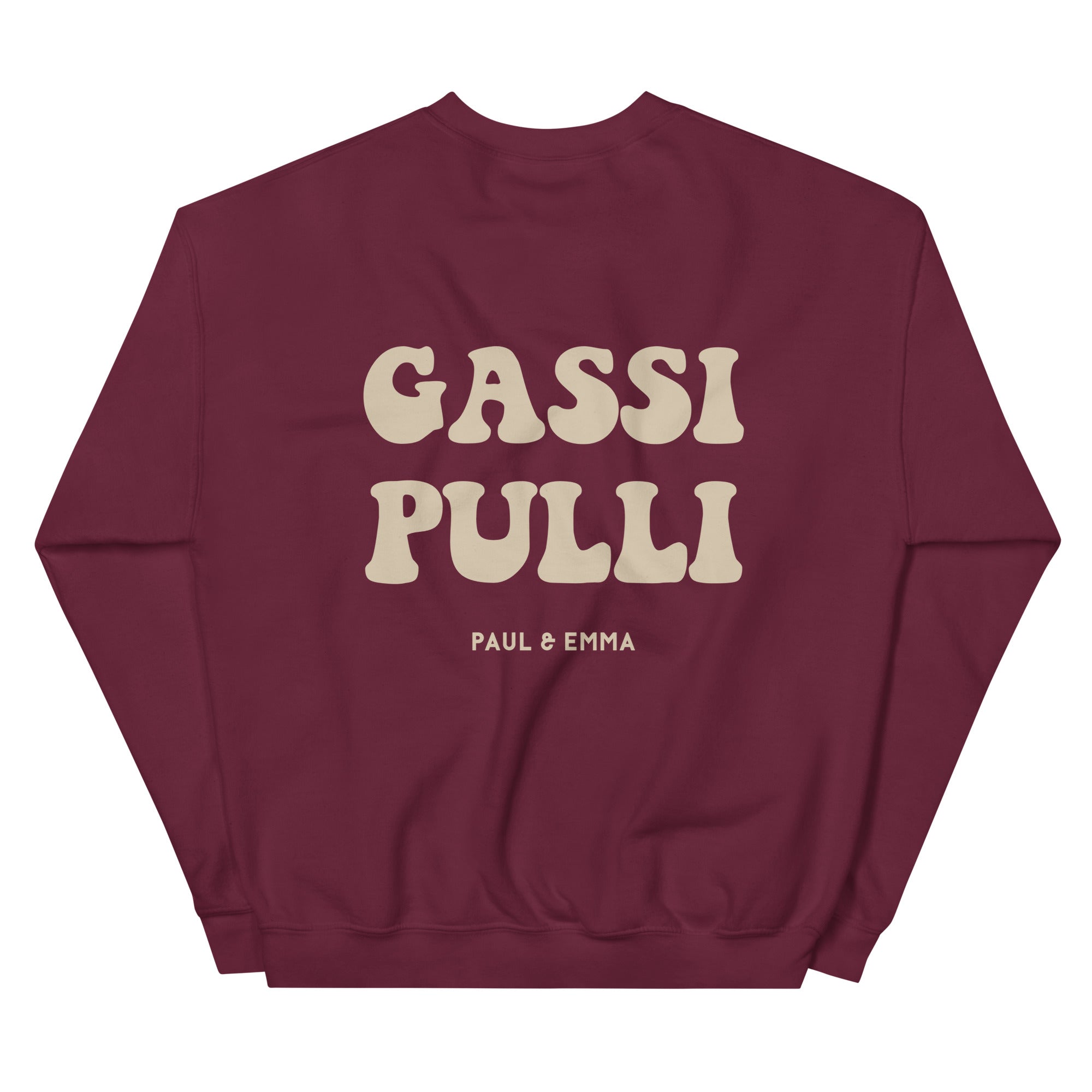  Sweatshirt mit GASSI PULLI Statement Back-Print in Beige - Paul & Emma