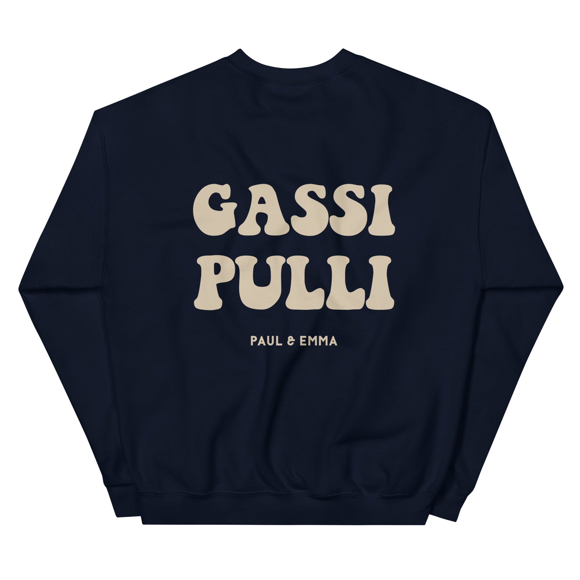  Sweatshirt mit GASSI PULLI Statement Back-Print in Beige - Paul & Emma