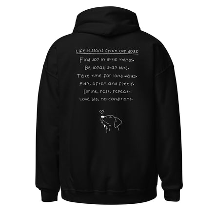 Hoodie mit Life lessons from our dogs Text auf der Rückseite - Paul & Emma Philosophy Collection