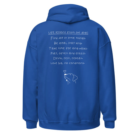 Hoodie mit Life lessons from our dogs Text auf der Rückseite - Paul & Emma Philosophy Collection