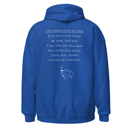 Hoodie mit Life lessons from our dogs Text auf der Rückseite - Paul & Emma Philosophy Collection