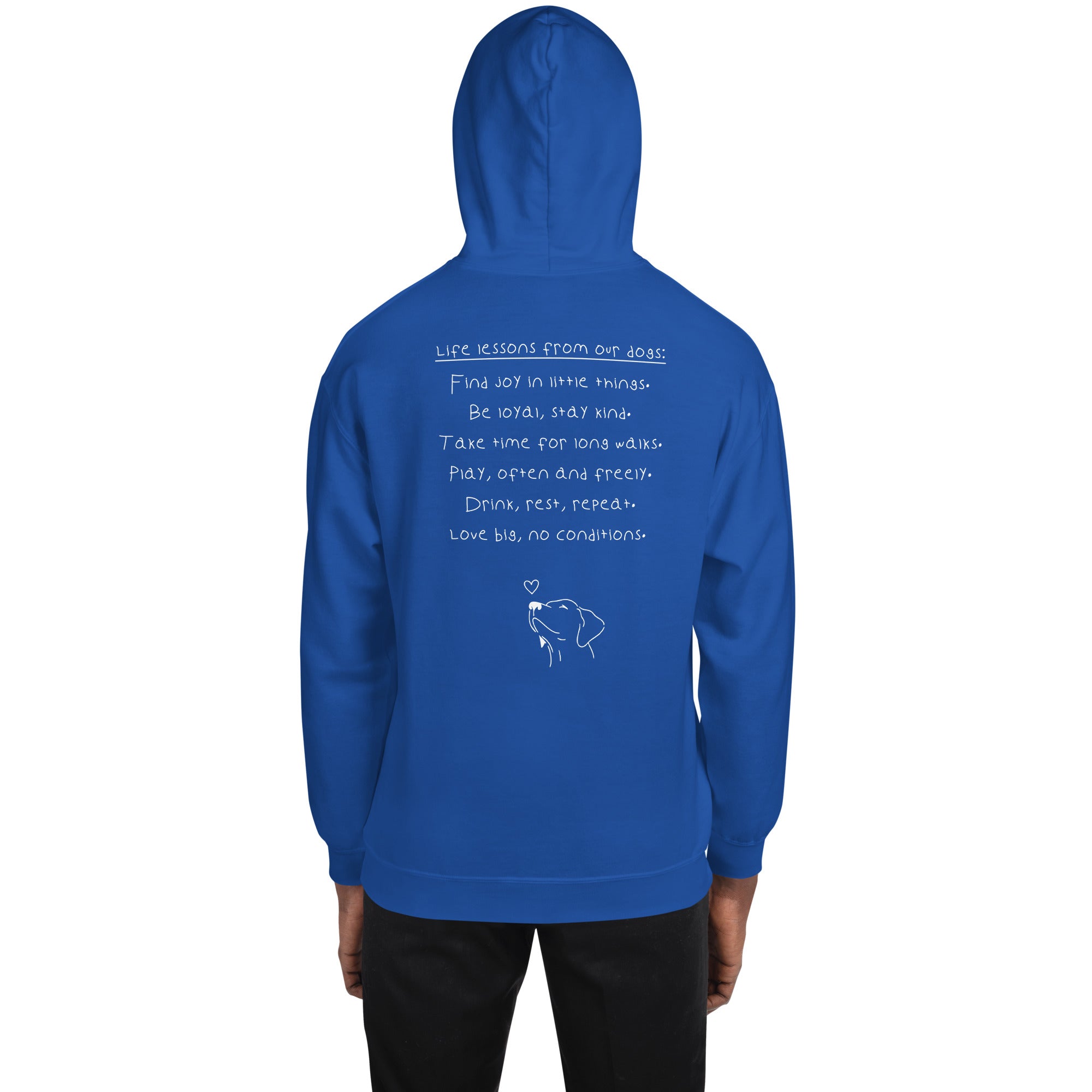 Hoodie mit Life lessons from our dogs Text auf der Rückseite - Paul & Emma Philosophy Collection