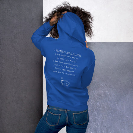 Hoodie mit Life lessons from our dogs Text auf der Rückseite - Paul & Emma Philosophy Collection