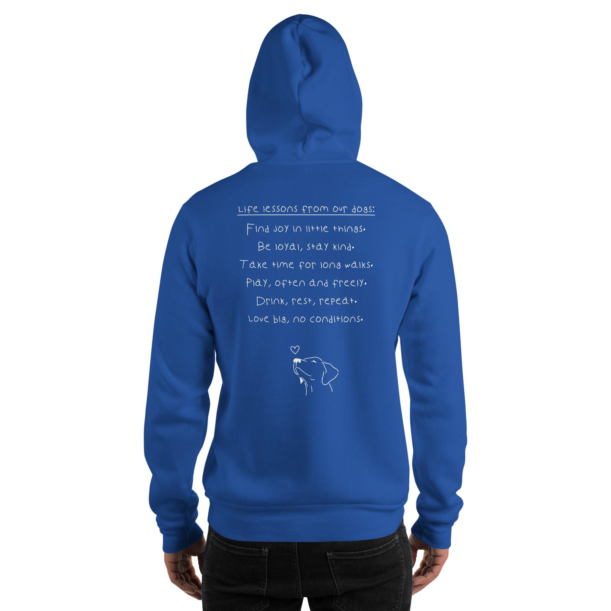 Hoodie mit Life lessons from our dogs Text auf der Rückseite - Paul & Emma Philosophy Collection