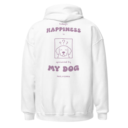 Hoodie mit Today's Happiness is sponsored by my dog Back-Print in Lila - Paul & Emma Philosophy Collection